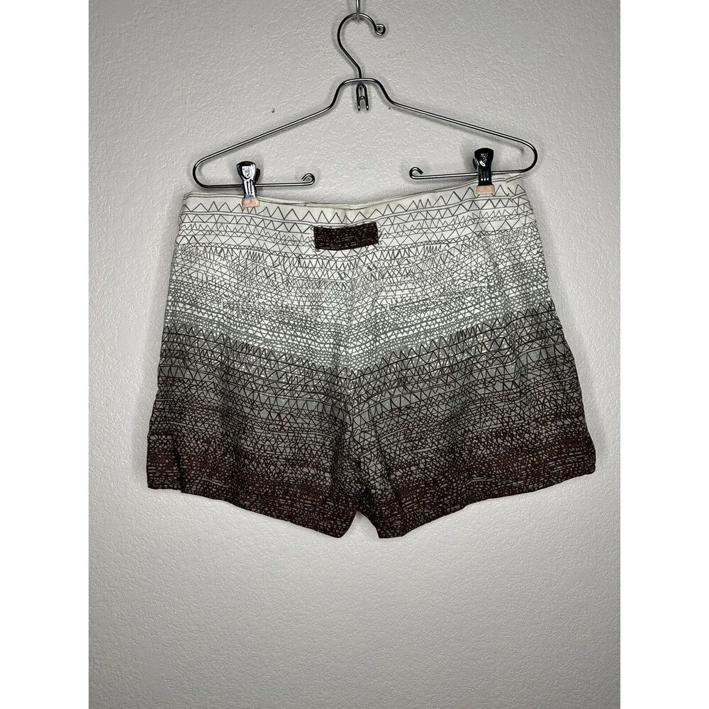 Anthropologie Coquille Ombré Scribble Short sz 4 Beige Brown Pleated Linen Blend - Picture 9 of 11